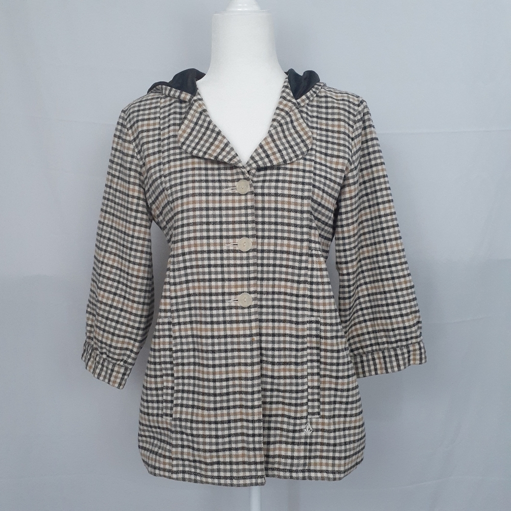 Vintage Volcom Hooded Plaid Shmad Jacket Hoodie